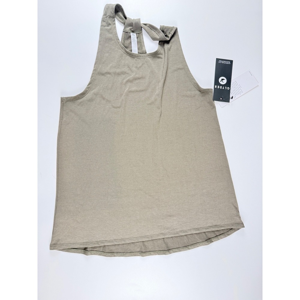 Glyder United Tank Top Green Moss High Neck Twist Back Activewear‎ PDP-6388 M